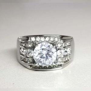 Stainless Steel Maximalist Cubic Zirconia Ring